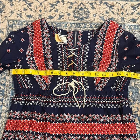 Vintage Juniors Of San Francisco Bohemian Front Lace Design Print Dress - Picture 11 of 14